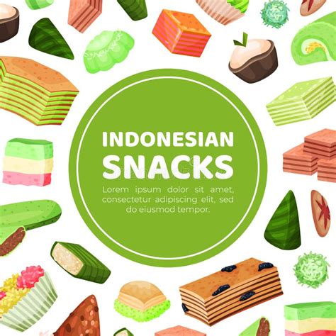 Traditional Snacks of Indonesia Banner. Oriental Asian Cuisine Dishes Poster, Card Template ...