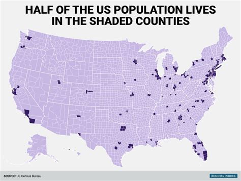 Half the us population lives in the shaded counties. from business ...