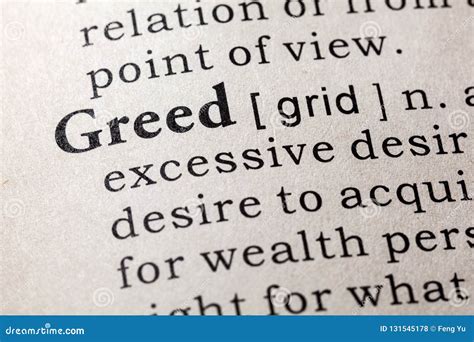 Dictionary Definition of the Word Greed Stock Photo - Image of ...