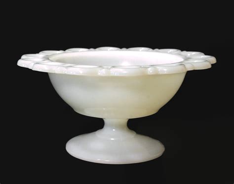 Anchor Hocking Old Colony Milk Glass Lacey Open Edge Compote Nut Dish