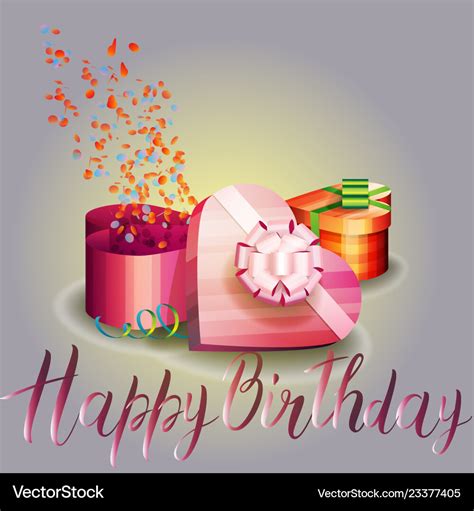 Happy birthday beautiful greeting card with gift Vector Image