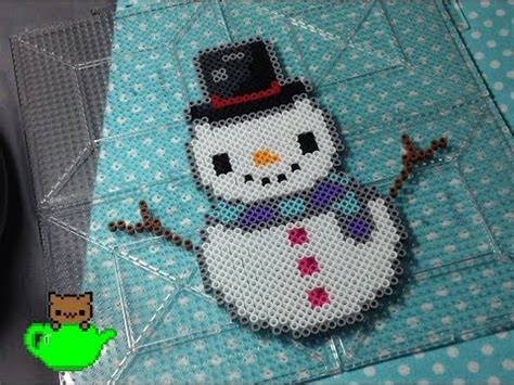 The 8bit Cafe! : Snowman (Kawaii) ~ Perler Bead (Stop Motion)