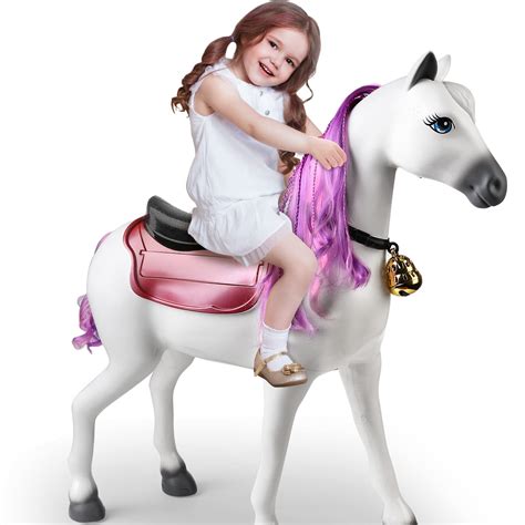 Buy TEMI Riding Horse for Kids, Ride on Horse Riding Toy Push Walking Animal with Realistic ...