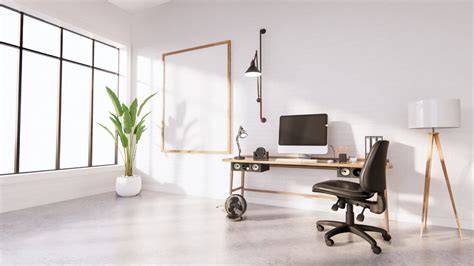 White Minimal Office Workspace Zoom Virtual Background, Office Workspace Virtual Background for ...