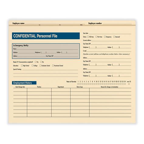 Confidential Personnel File for Storing Employee Info