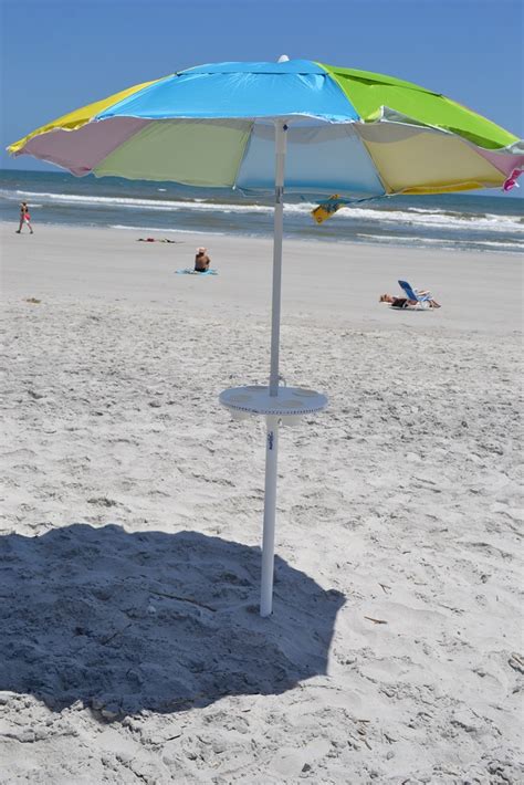 Beach umbrella table with drink holder sand anchor stools | AugHog Products Beach Umbrella Sand ...