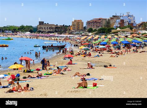 Beach at Giardini Naxos, Messina district, Sicily Stock Photo: 85067067 - Alamy