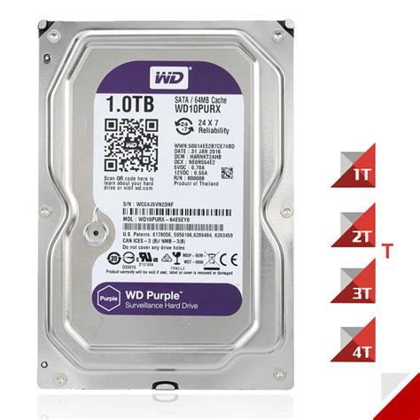 Western Digital WD Purple 2TB Surveillance HDD Hard Disk Drive Desktop Internal HDD RPM SATA 6Gb ...