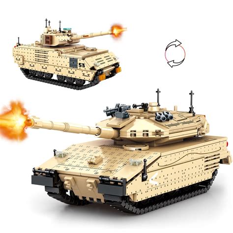 Buy NEWABWN 2 in 1 Army Tank Toy Building Set, The Merkava MK4 - Main ...