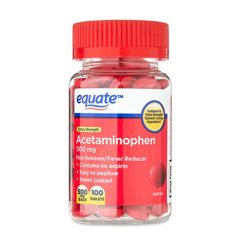 Equate Extra Strength Acetaminophen Red Sweet Coated Tablets, 500 mg ...