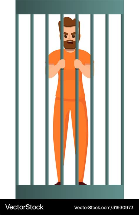 Furious prison man icon cartoon style Royalty Free Vector