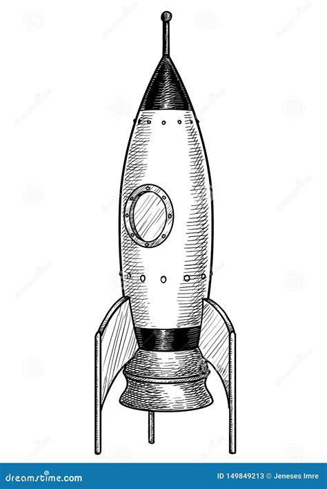 Toy Rocket Illustration, Drawing, Engraving, Ink, Line Art, Vector Stock Vector - Illustration ...