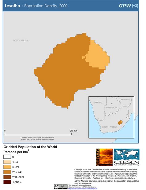 Lesotho: Population Density, 2000 | SEDACMaps | Flickr