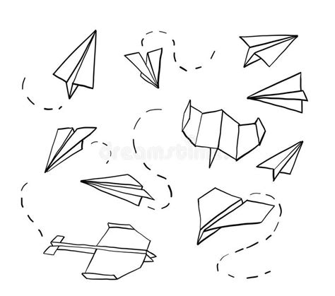 Paper Airplane. Hand Drawn Doodle Airplane. Vector. Stock Vector - Illustration of trail, plane ...