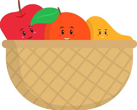 Cute Funny Cartoon Fruit Basket In Colorful. 25077595 Vector Art at ...