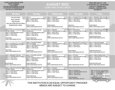 LUNCH MENU | Crawford County Middle School