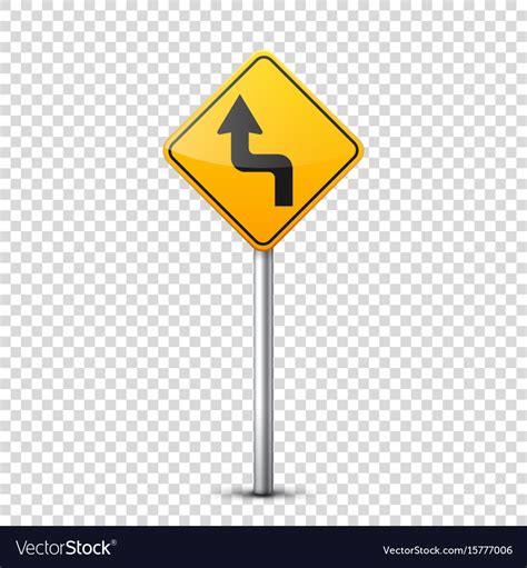 Road yellow signs collection isolated Royalty Free Vector