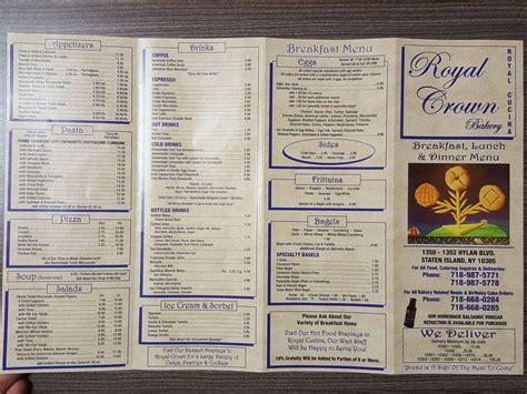 Menu at Royal Crown Bakery, New York City