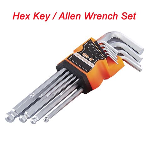 9 PCS Hex Key Wrench Set Hex Key Allen Wrench Set Allen Key Hex Key Allen Wrench Spanner ...