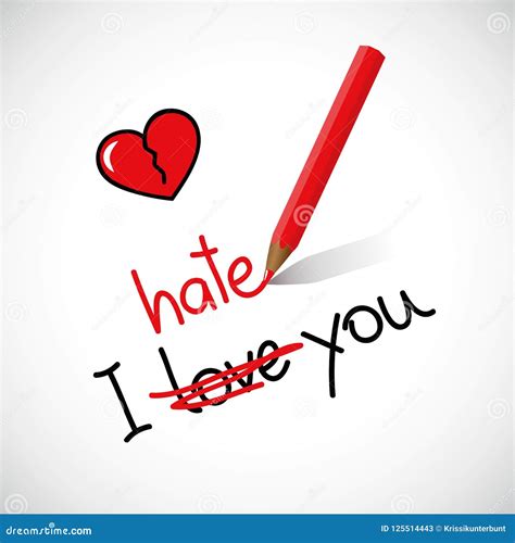 I Hate Love You Typography Red Broken Heart Stock Vector - Illustration ...