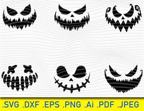 Halloween Pumpkin Faces, Pumpkin Face Svg Bundle, Cute Halloween Faces Svg, Nightmare Svg ...