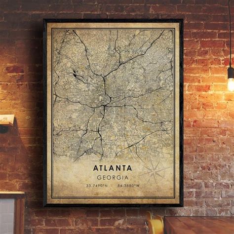 Atlanta Map Minimalist Map Atlanta Print Atlanta Poster - Etsy