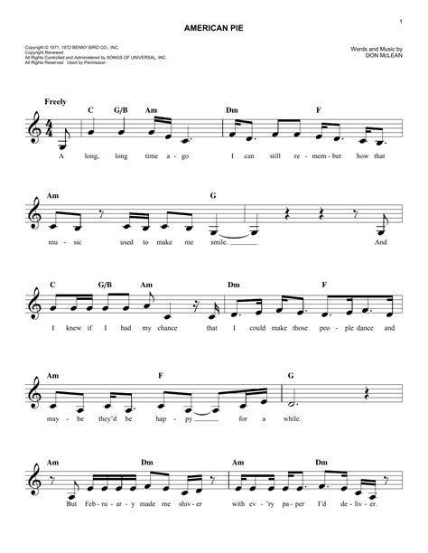 American Pie Sheet Music