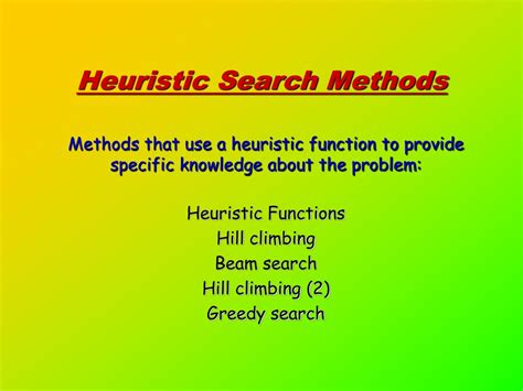 PPT - Heuristic Search Methods PowerPoint Presentation, free download - ID:219728