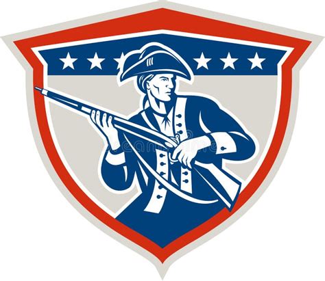 American Patriot Holding Musket Rifle Shield Retro Stock Vector ...