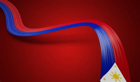 Premium Photo | 3d Flag Of Philippines 3d Wavy Shiny Philippines Ribbon Isolated On Red ...