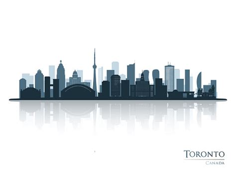 Toronto Blue Skyline Silhouette With Reflection Vector Illustration Stock Illustration ...