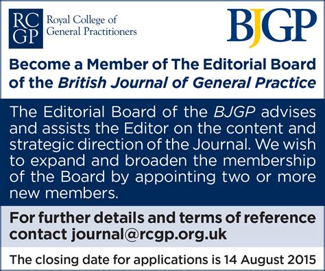 Editorial Board Members – still time to apply – BJGP Life