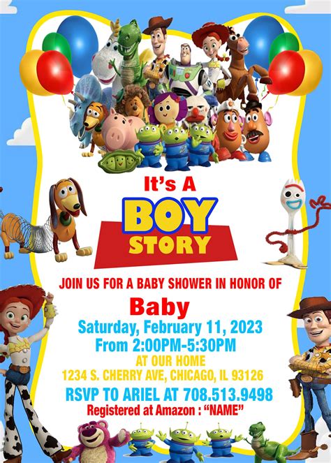 Toy Story Baby Shower Invitation Toy Story Baby Shower Party Invite It's A Boy Story Printable ...