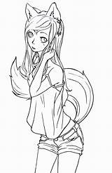 Anime Wolf Girl Coloring Pages sketch template
