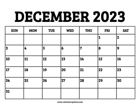 December 2023 Calendar Printable – Calendar Options