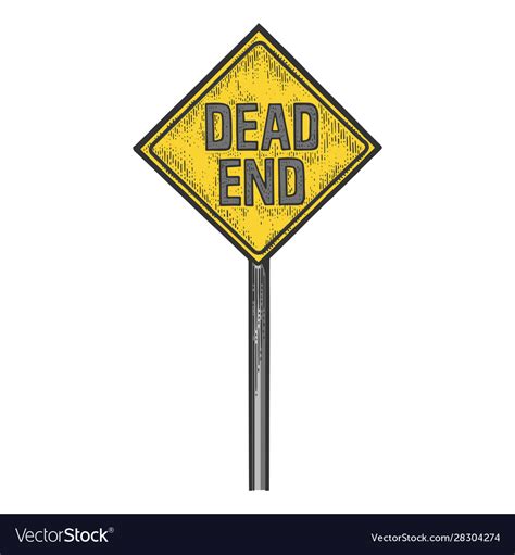 Dead end road sign sketch engraving Royalty Free Vector