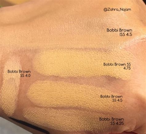 Bobbi Brown Skin Stick Foundation swatch comparisons 4.0 4.25 4.5 4.75 ...