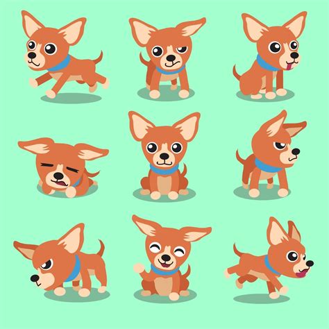 Cartoon character brown chihuahua dog poses 2251900 Vector Art at Vecteezy