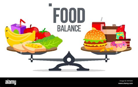 Balance Of Healthy And Unhealthy Food Vector. Isolated Cartoon Illustration Stock Vector Image ...