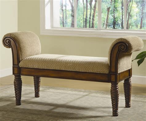 Upholstered Bench with Rolled Arms - USA Furniture Warehouse