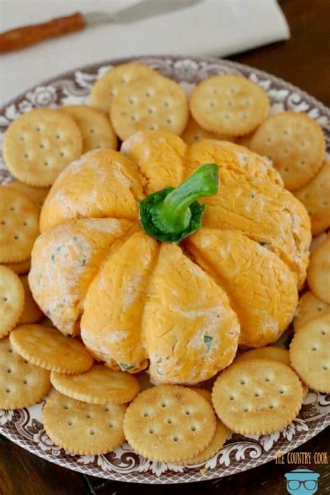 Pumpkin-Shaped Cheeseball - The Country Cook