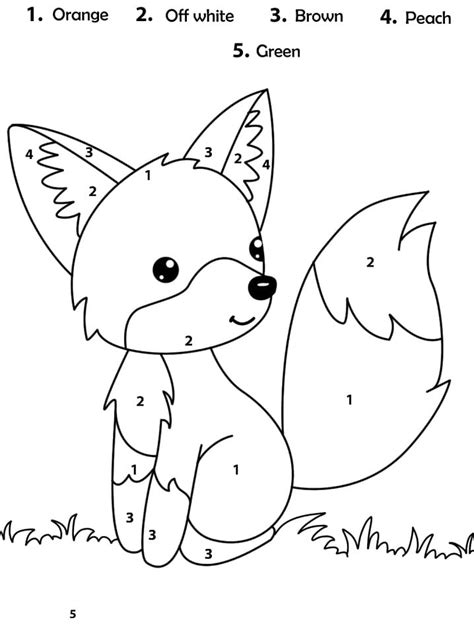 Adorable Fox Color by Number Coloring Page - Free Printable Coloring Pages for Kids