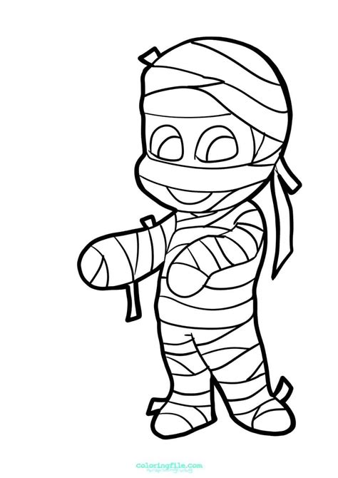 Cute Halloween Mummy Coloring Pages - Thekidsworksheet