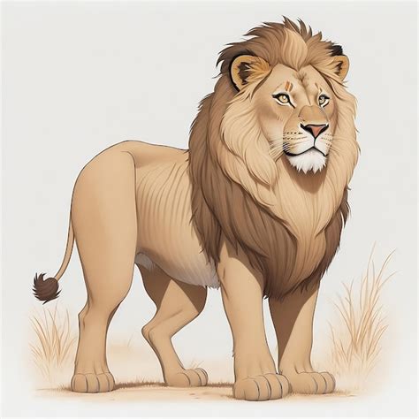 Premium Photo | A drawing of a lion king with a white background