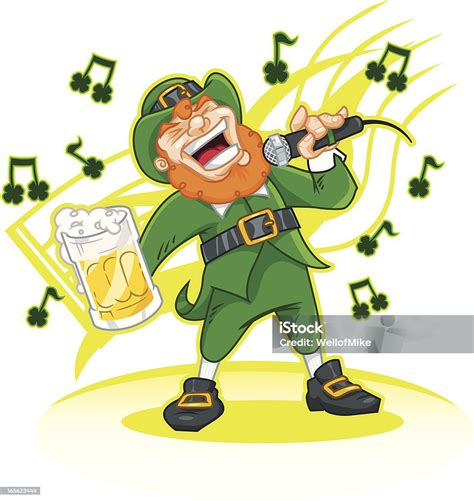 Leprechaun Karaoke Stock Illustration - Download Image Now - Clover ...