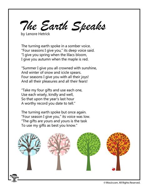 Earth Day Kids Poems | Woo! Jr. Kids Activities : Children's Publishing | Kids poems, English ...