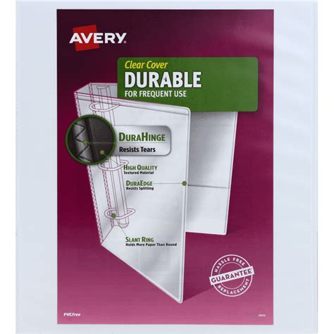 Avery Binder, Durable, Clear Cover, 1 Inch (1 each) - Instacart