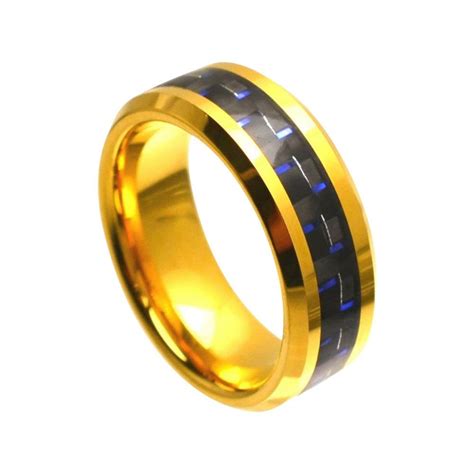 Blue Carbon Fiber Ring Mens Wedding Band 8mm Engagement Band - Etsy ...