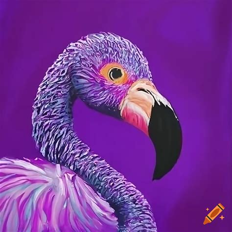 Purple flamingo in action painting on Craiyon