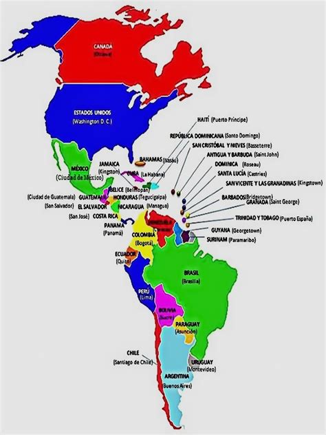 Mapa De America Con Capitales